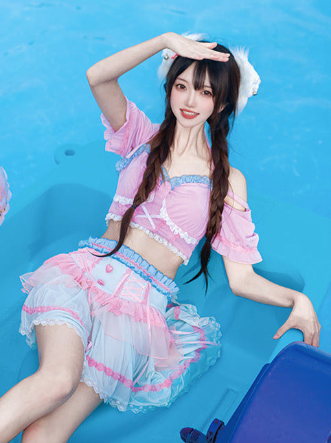 Girly Frill Summer Beach Separate Swimsuit