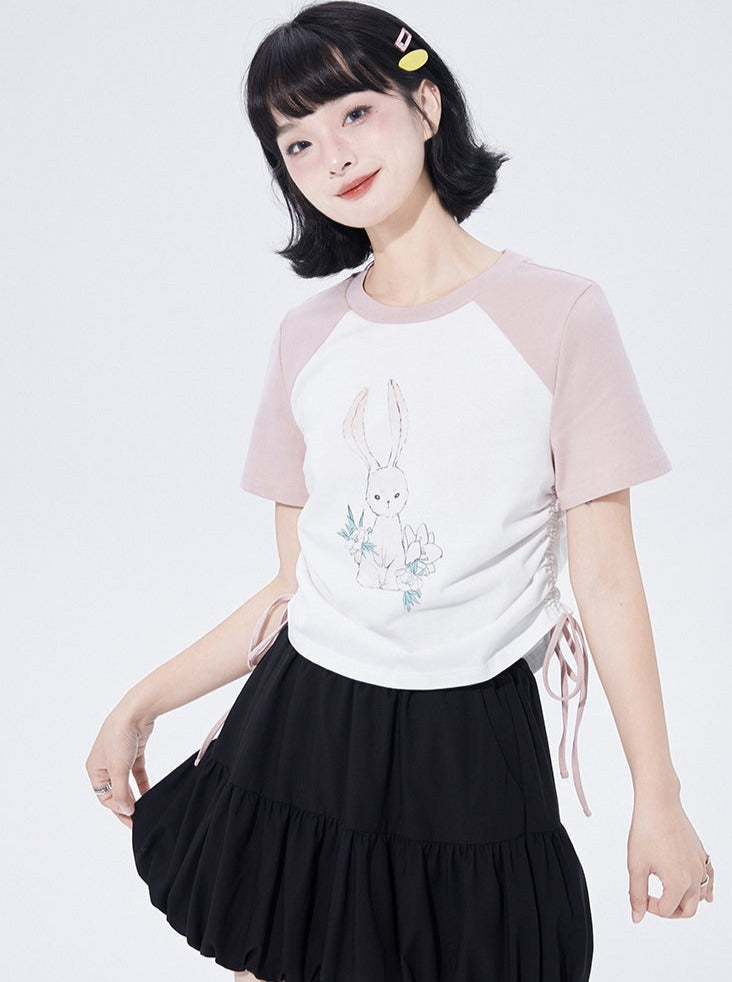 라비트프린트바이칼라T샤츠