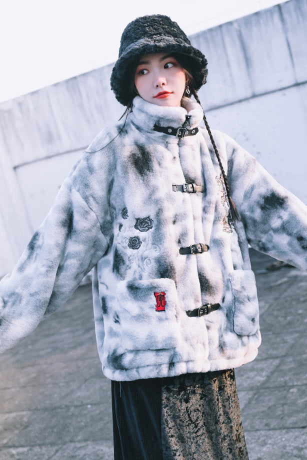 Odd house rabbit fur warm hat women's winter cold protection ear protection plush cotton hat retro thickened bucket hat shows small face