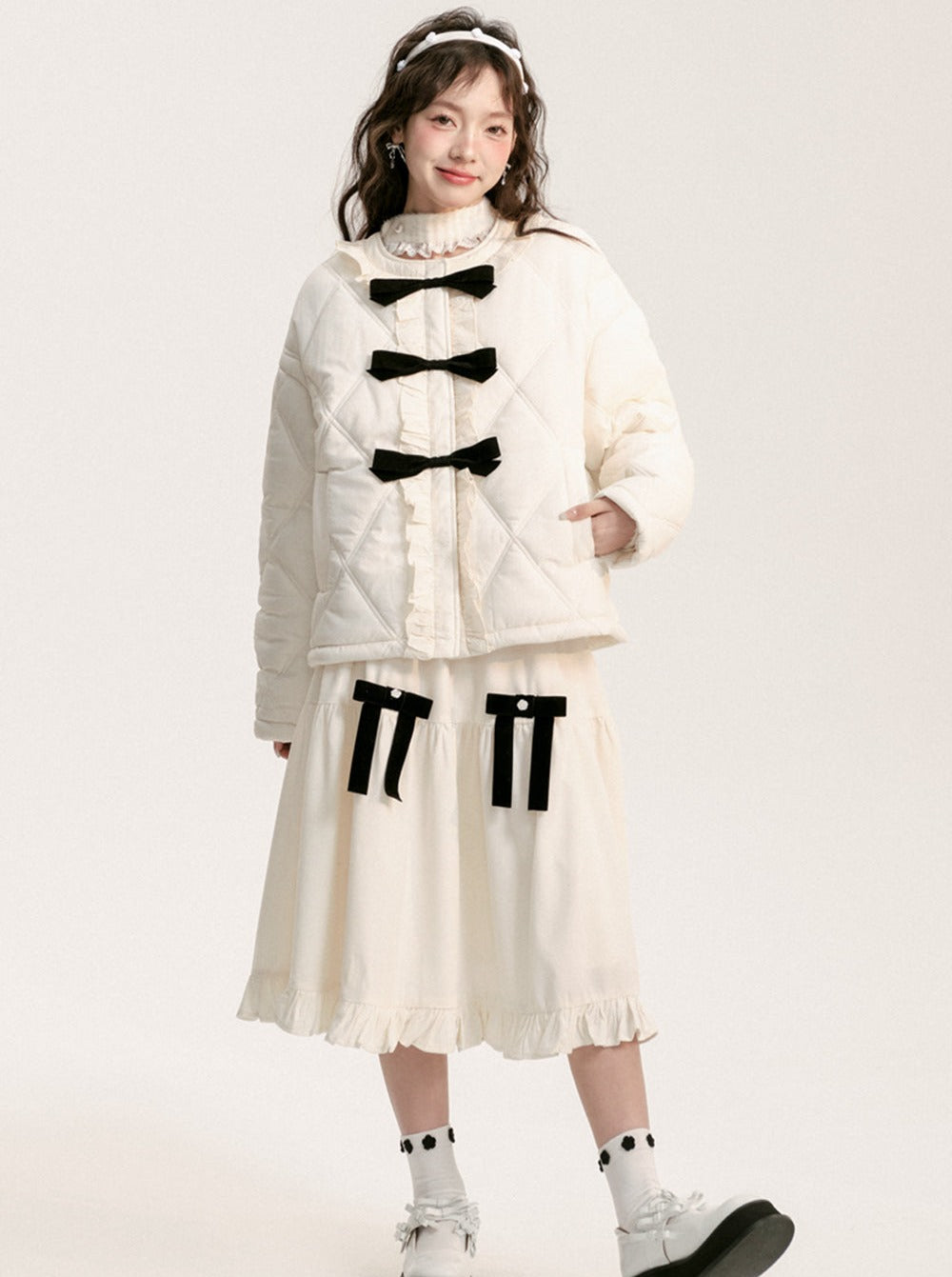 Ribbon half-length skirt