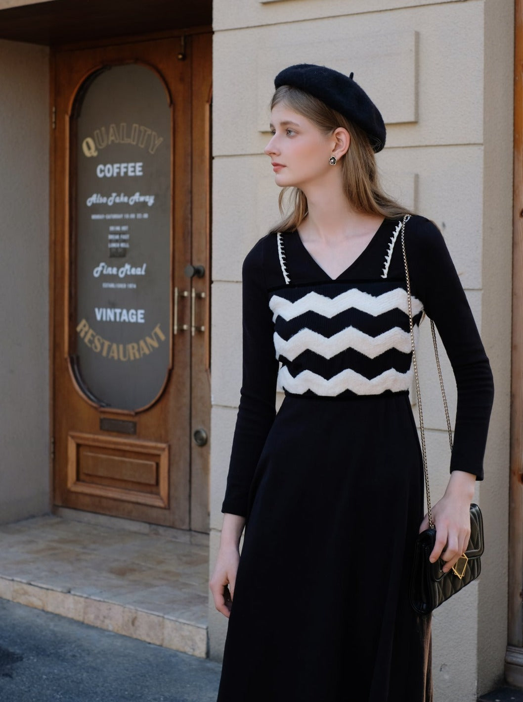 Robe deux pièces rétro chic en faux français