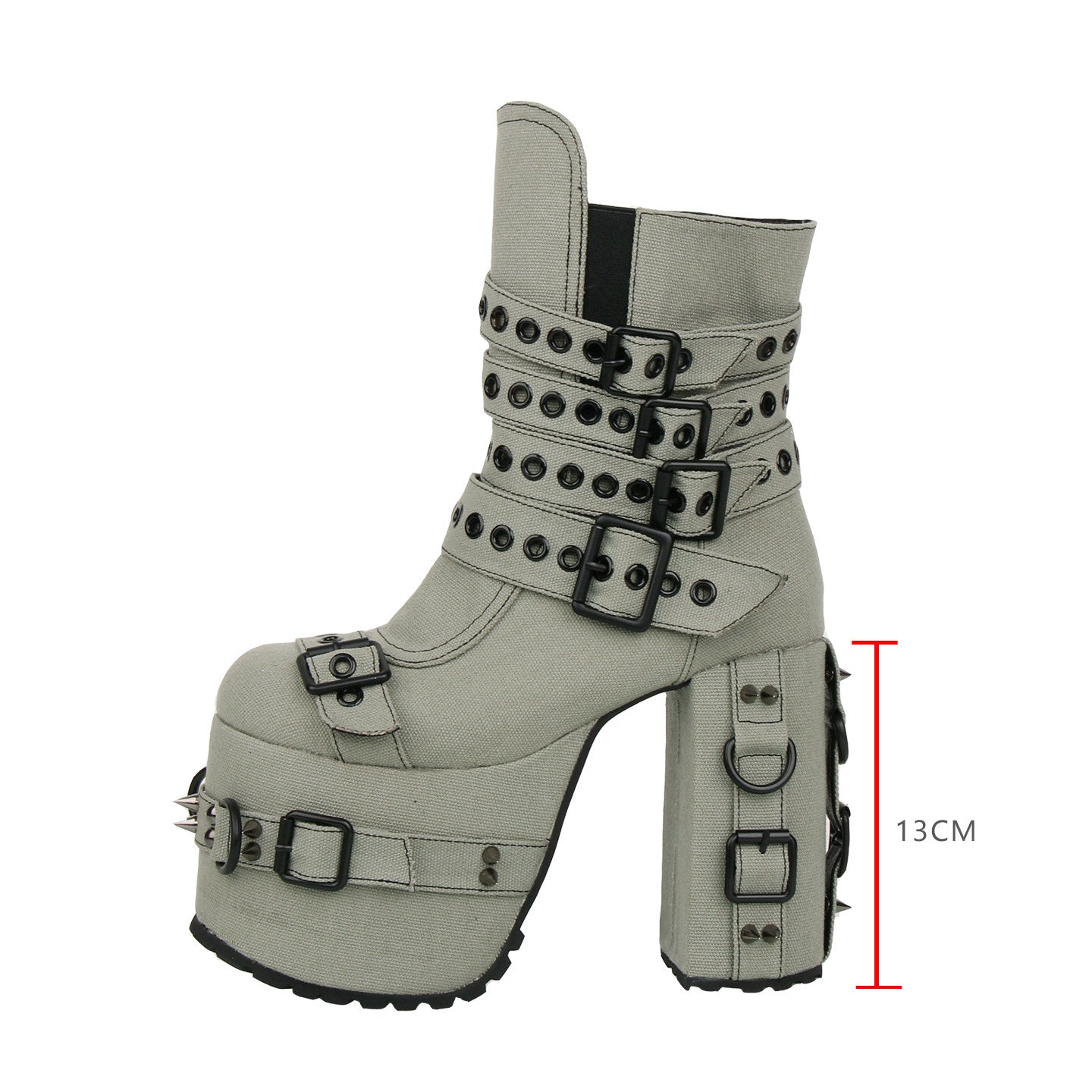 Plateau-Stiefel mit Nietenriemen