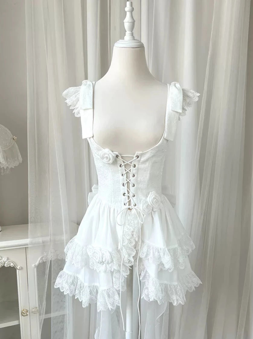 婚礼玫瑰短款华丽礼服