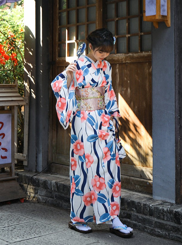 Striped Retro Flower Yukata