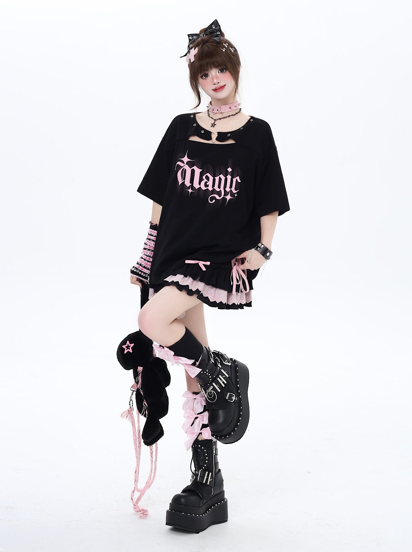 ミレニアムラブホロウニッチデザインルーズコットントップス