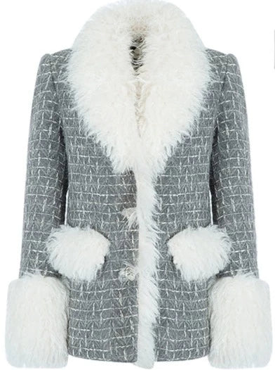 ミルクファーツイードジャケット+ファーツイードスカート