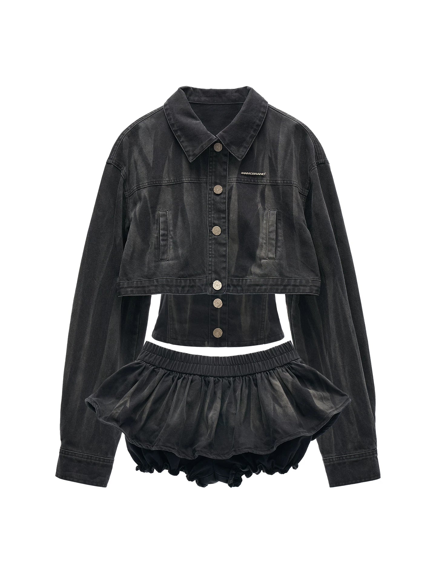 Retro Floral Denim Skirt + Jacket + Top