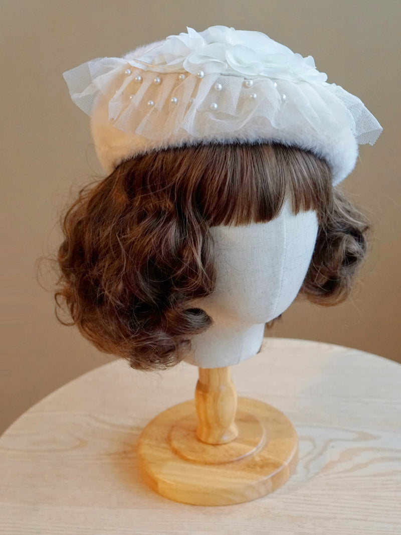 Girly White Beret