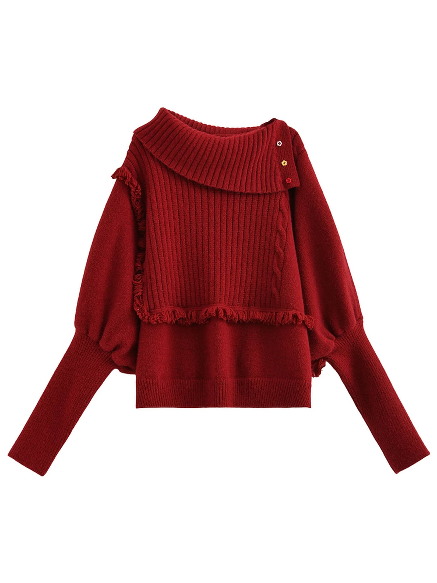 スイートダークレッドニットセーター