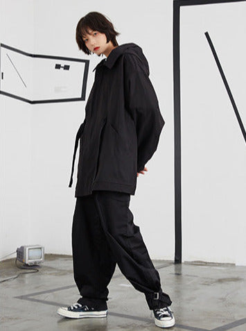 Loose BF style wide version hooded jacket