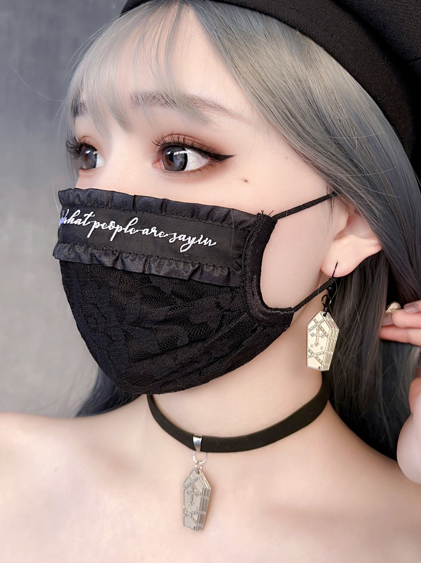 chain cross silver earrings