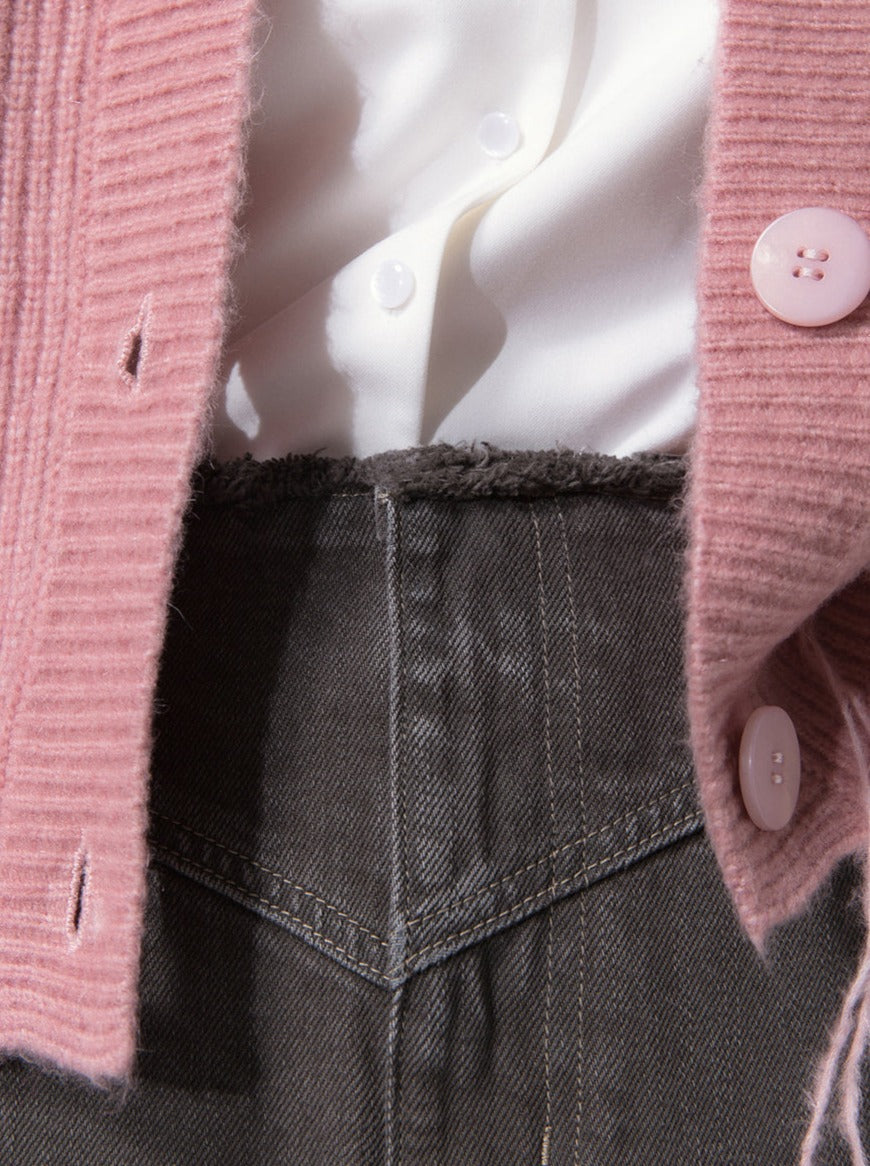 Dark chic long denim skirt