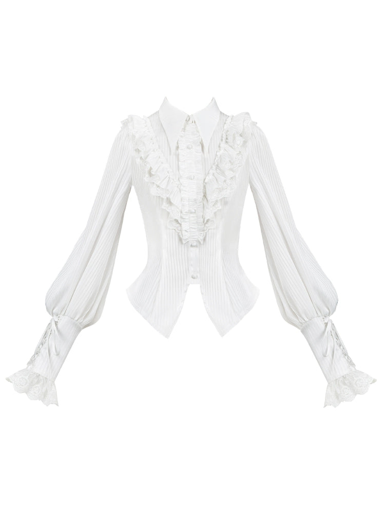 【予約商品】エレガントシフォンランタン袖シャツ