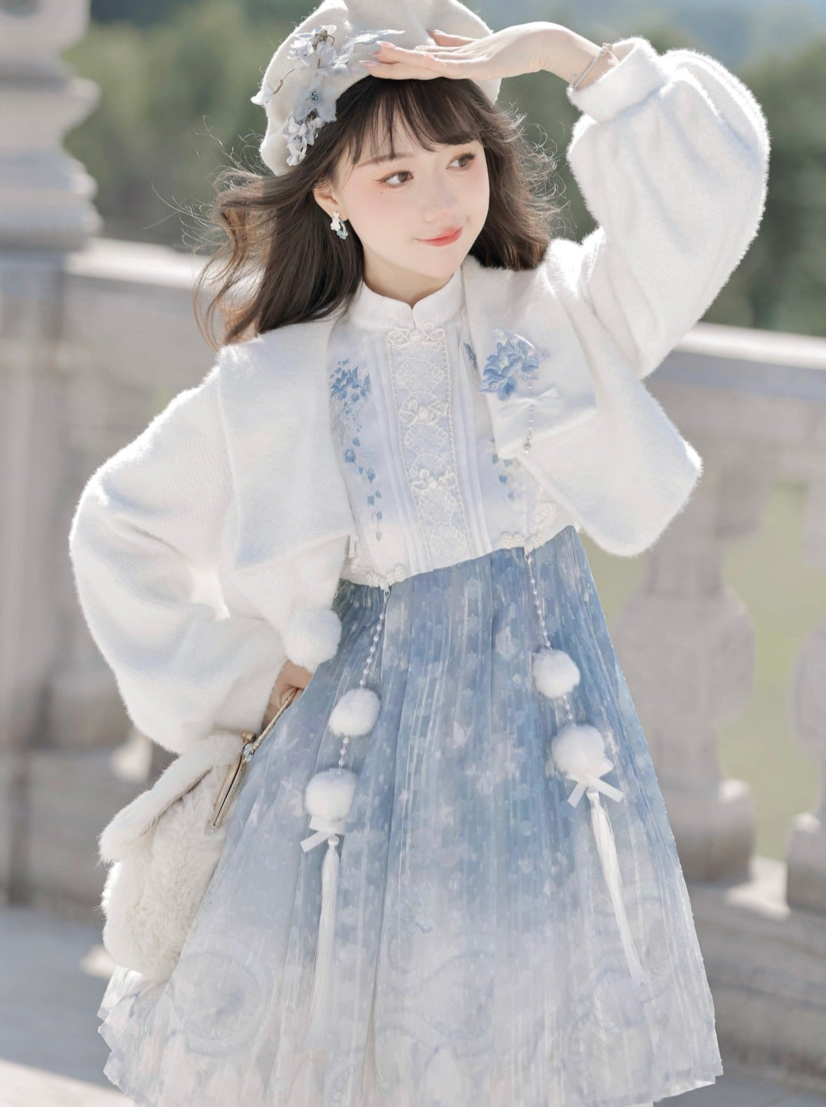 金木韩服韩元素无袖连衣裙短外套两件套可爱国风小短裙秋冬款