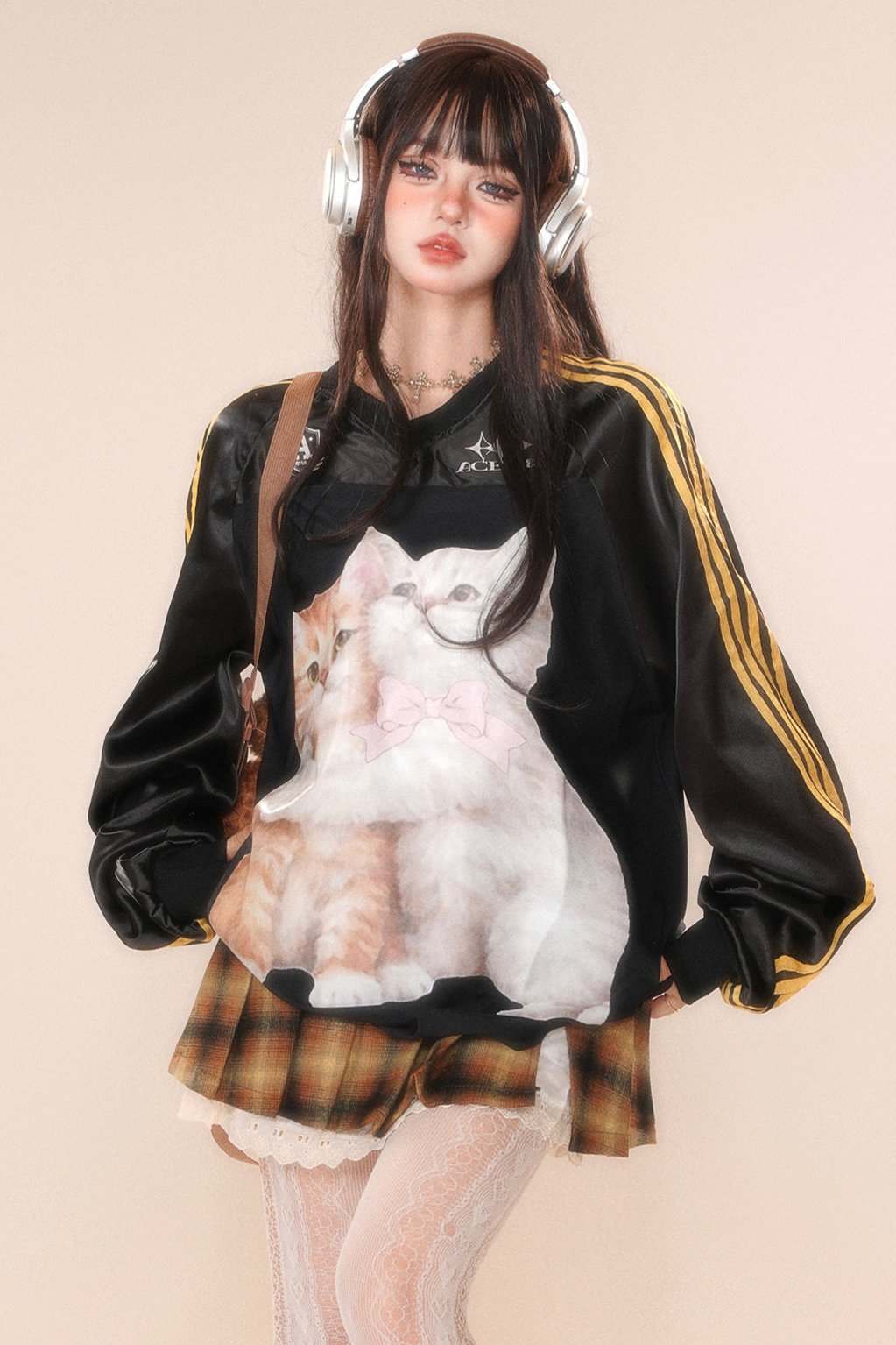 FRED PERRY サテン 切り替え デザイン スウェット シャツ