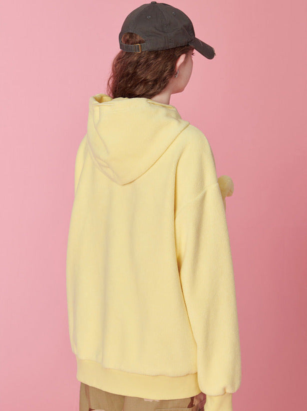 3D Letter Design Hoodie Loose Boa Hoodie