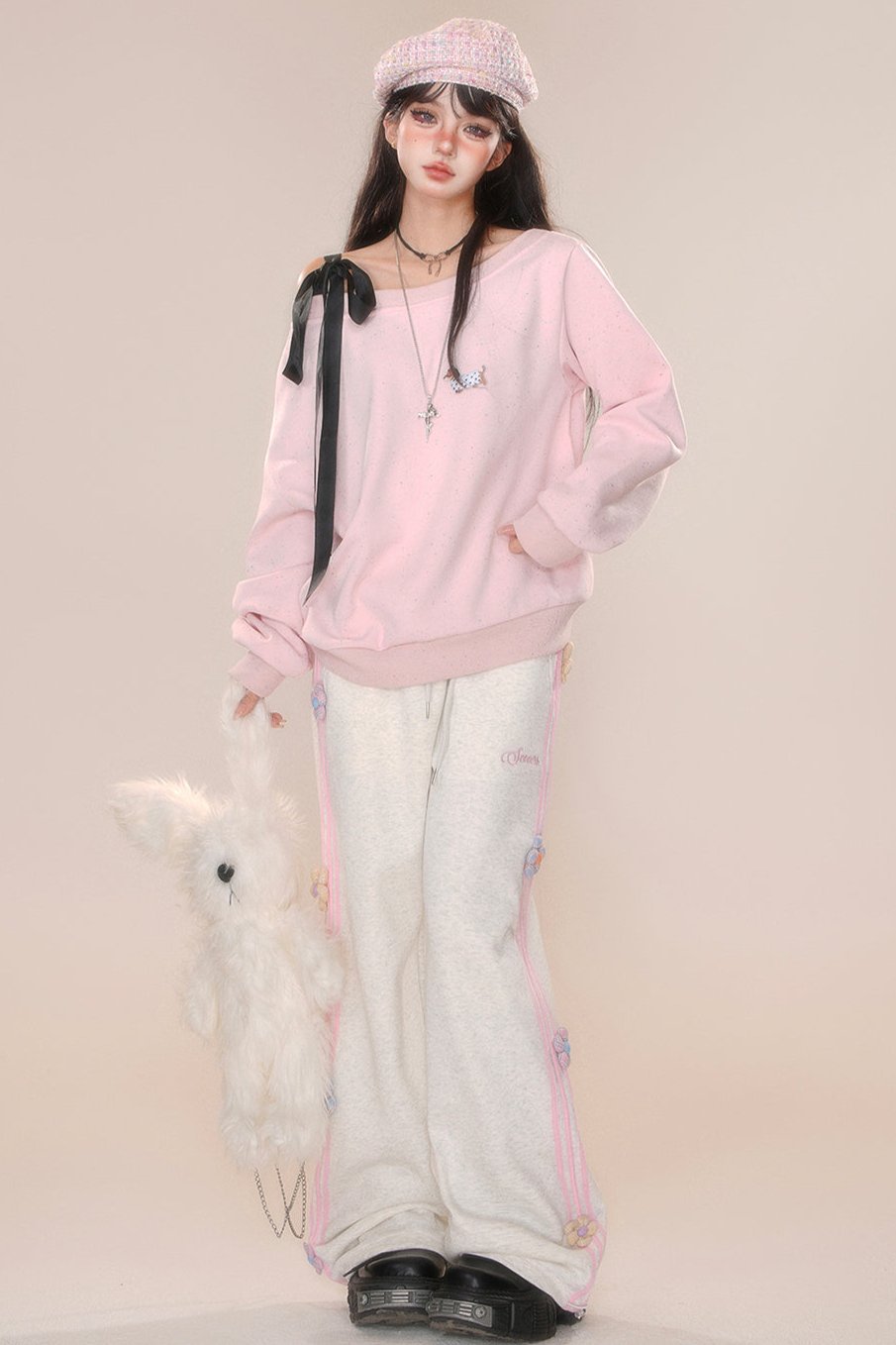 Sweet Tingen Broiderie Gray Pants