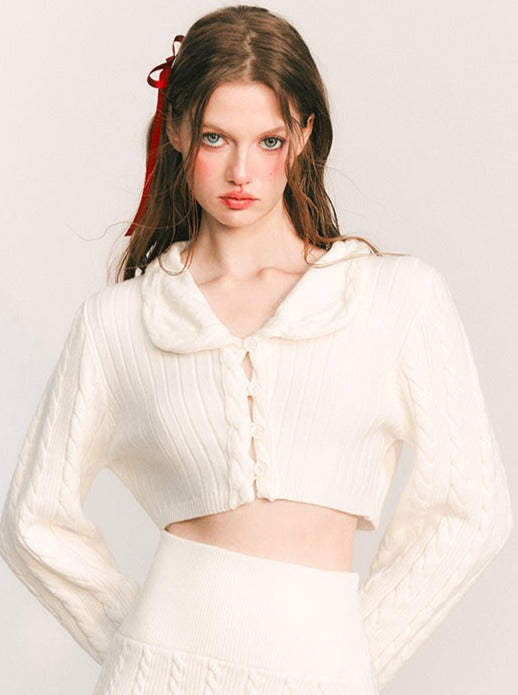 ショートスイートニットトップス+スリムニットスカート