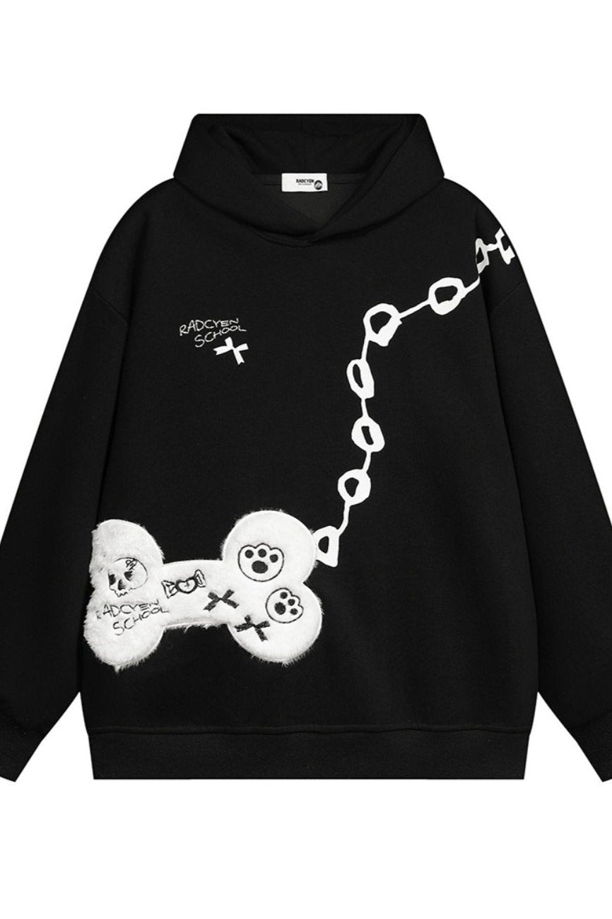 Chain design dark hoodies wet