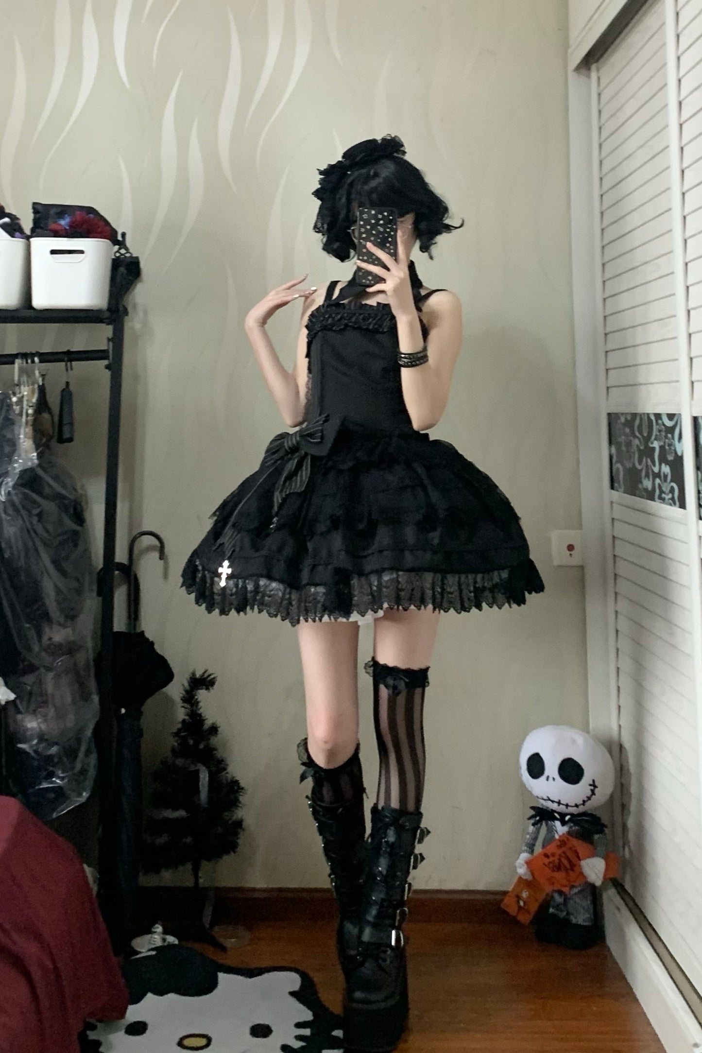 Dark Gothic Striped Slim Dress