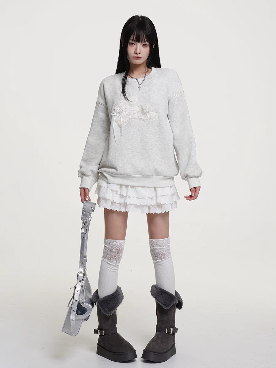 Dark Gray/White Puffy Mini Skirt