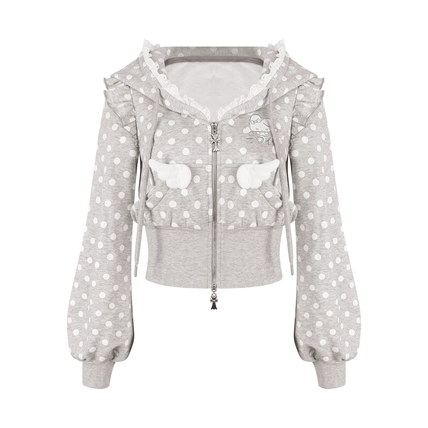 Dot Bunny Hooded Hoodie + Tiered Skirt