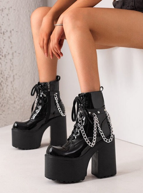 Gothic chunky hotsell heel boots