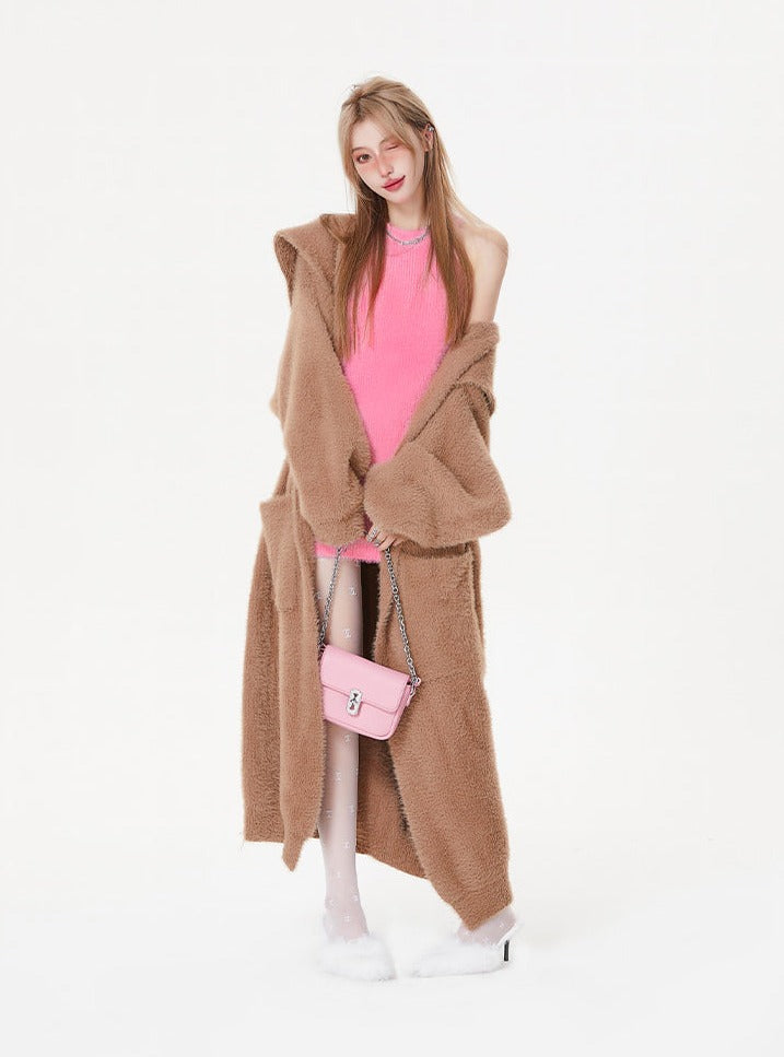 ミンクフリースセーターロングコート