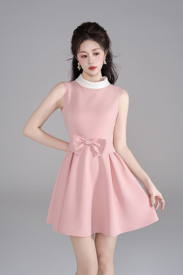 Sweet Sleeveless Bow Dress