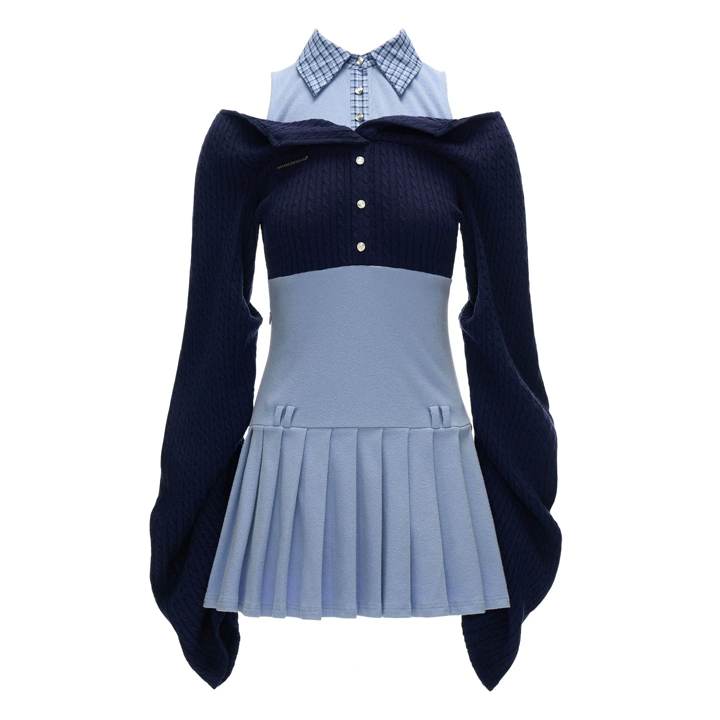 パッチワークツーピースカラードレス