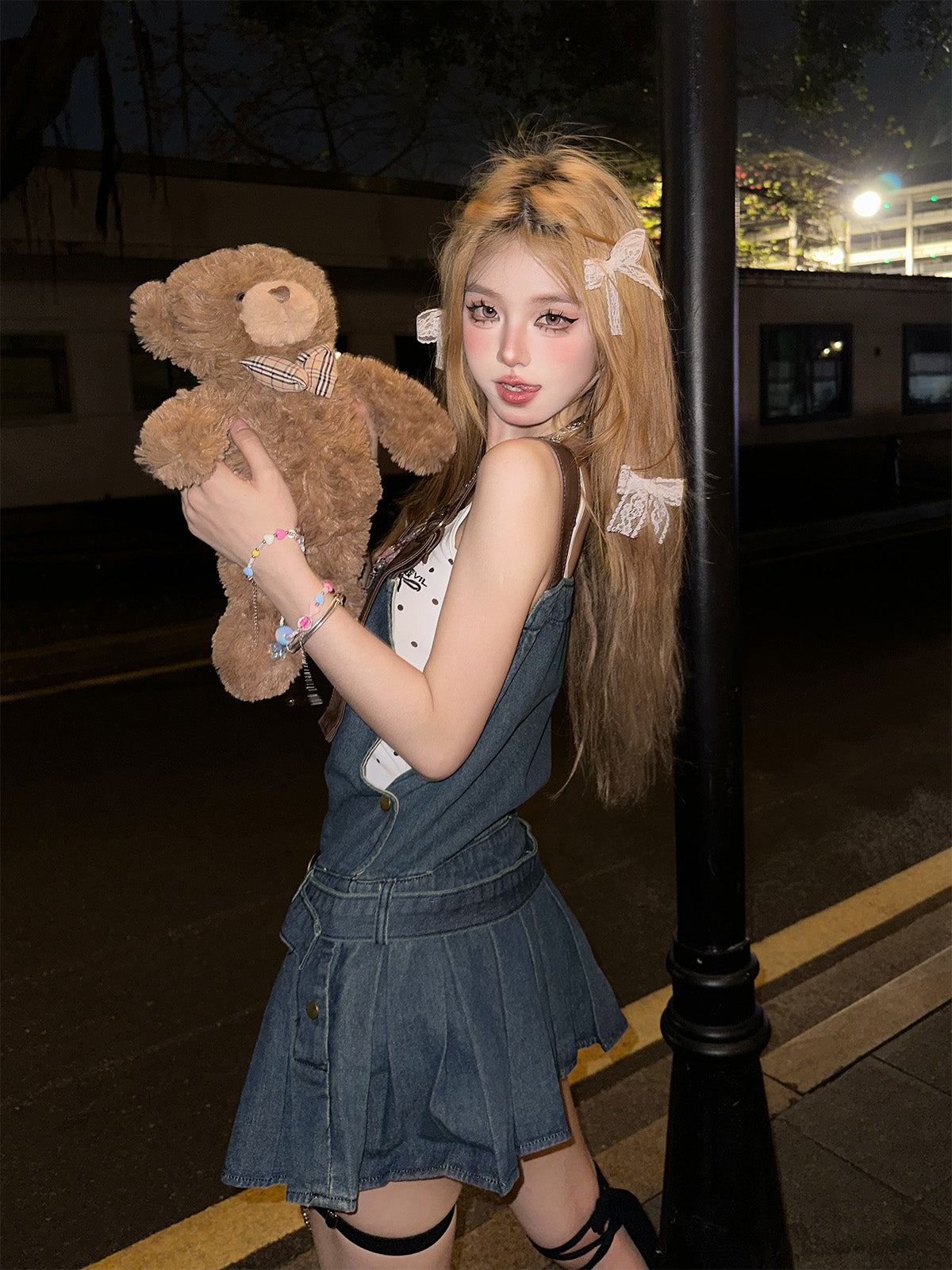 kellykitty Mezza Estate Dolce Blu Piccante Denim Vestito Donna Fili Estivi Gonna Gonna Sundress