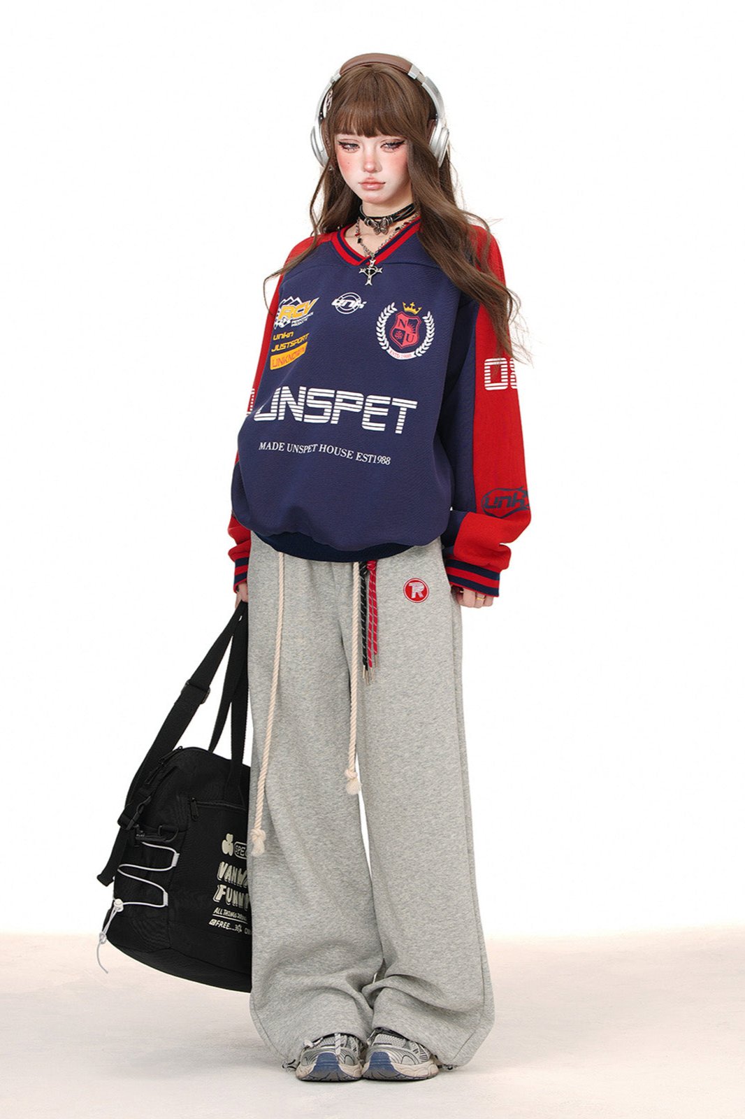 コリアンコントラストスウェットシャツ