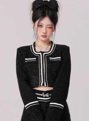 Glänzender Sternsparklanzes Kurzjacke Hose Setup