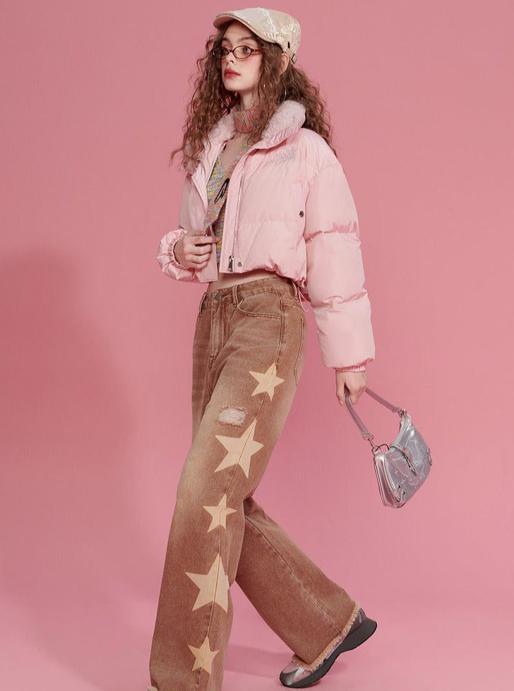 ワンポイントロゴモードY2Kショートダウンジャケット