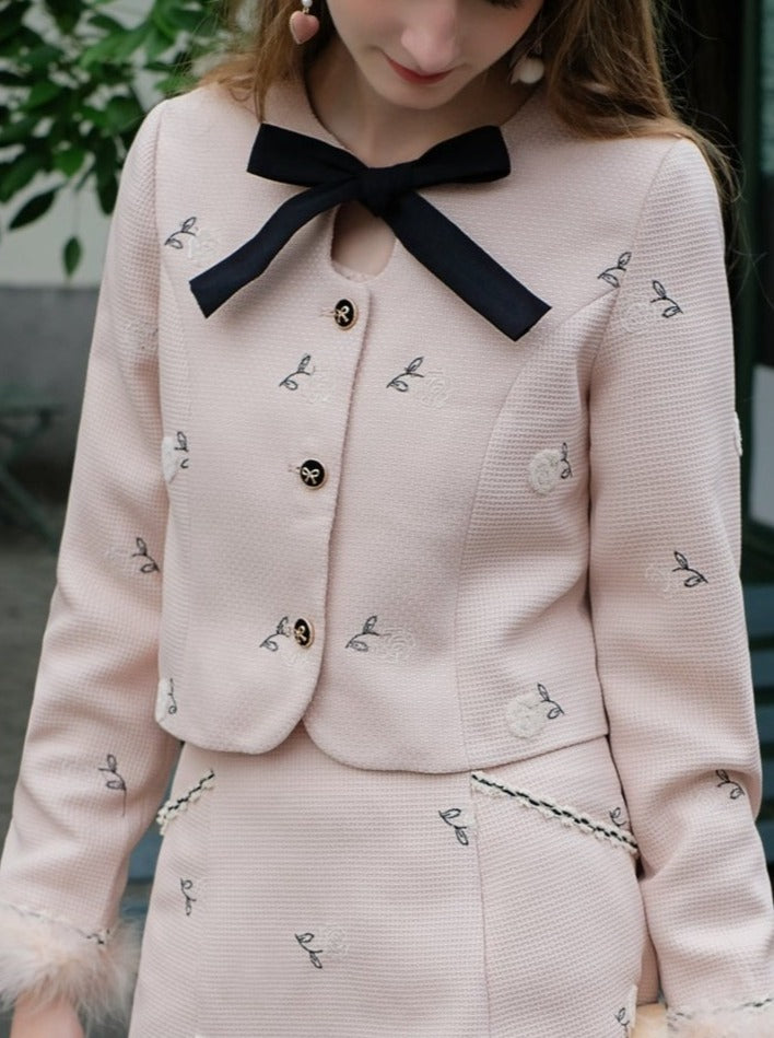 Queen Paris Diary French Ribbon Rose Jacket + Rose Skirt