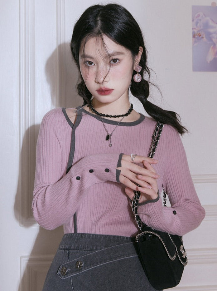 Top moulant gris-rose prune