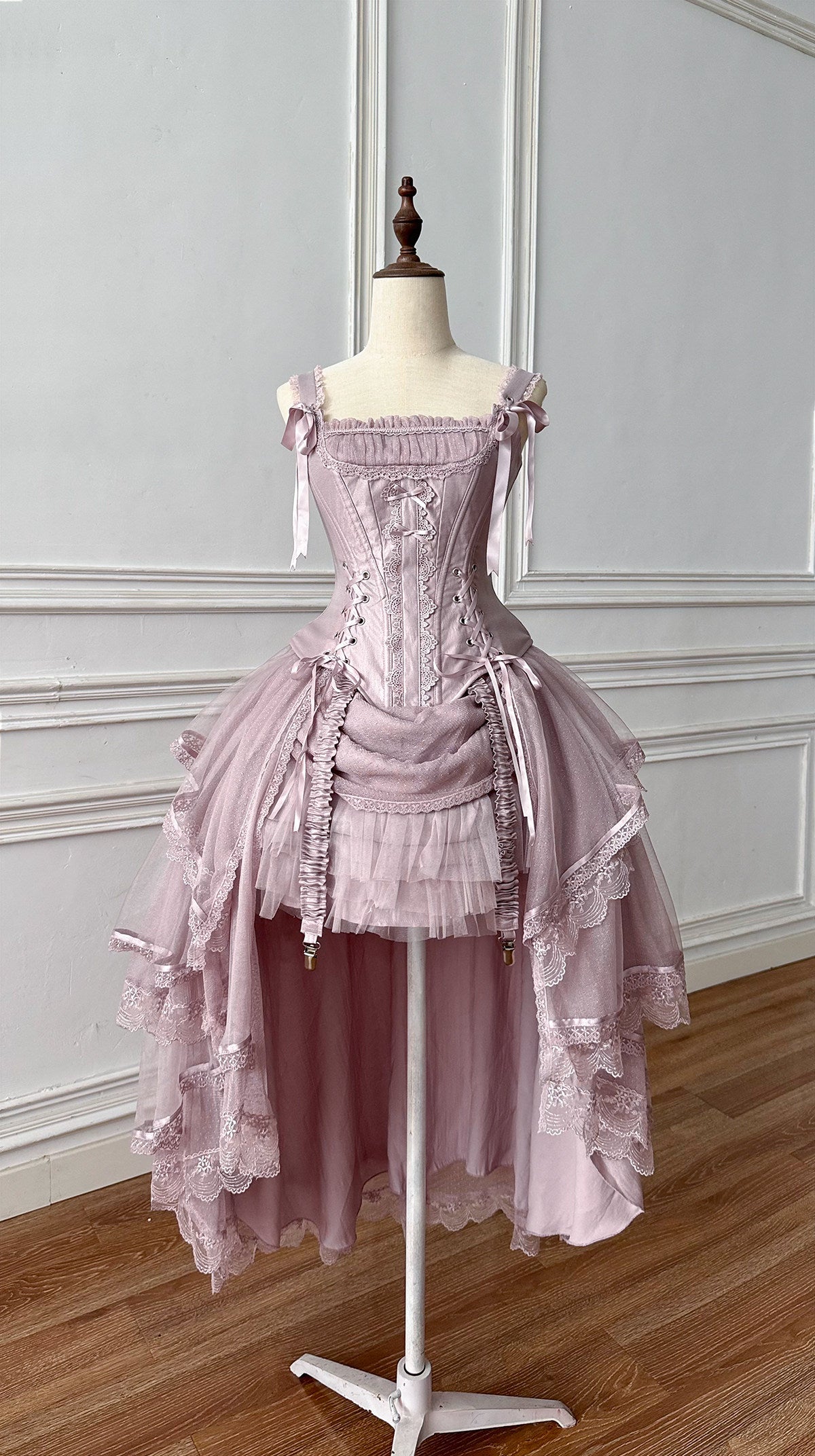 Antique Lampshade Champagne Gold Straps Ribbon Bustier Dress Setup