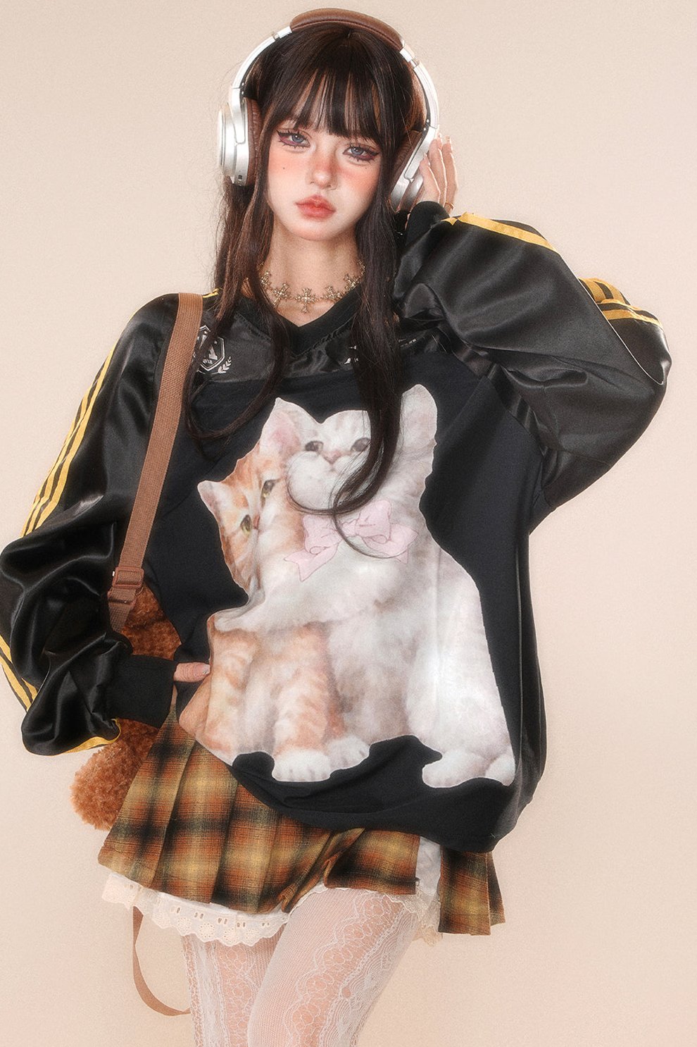 Red Played Lace Pleat Skirt