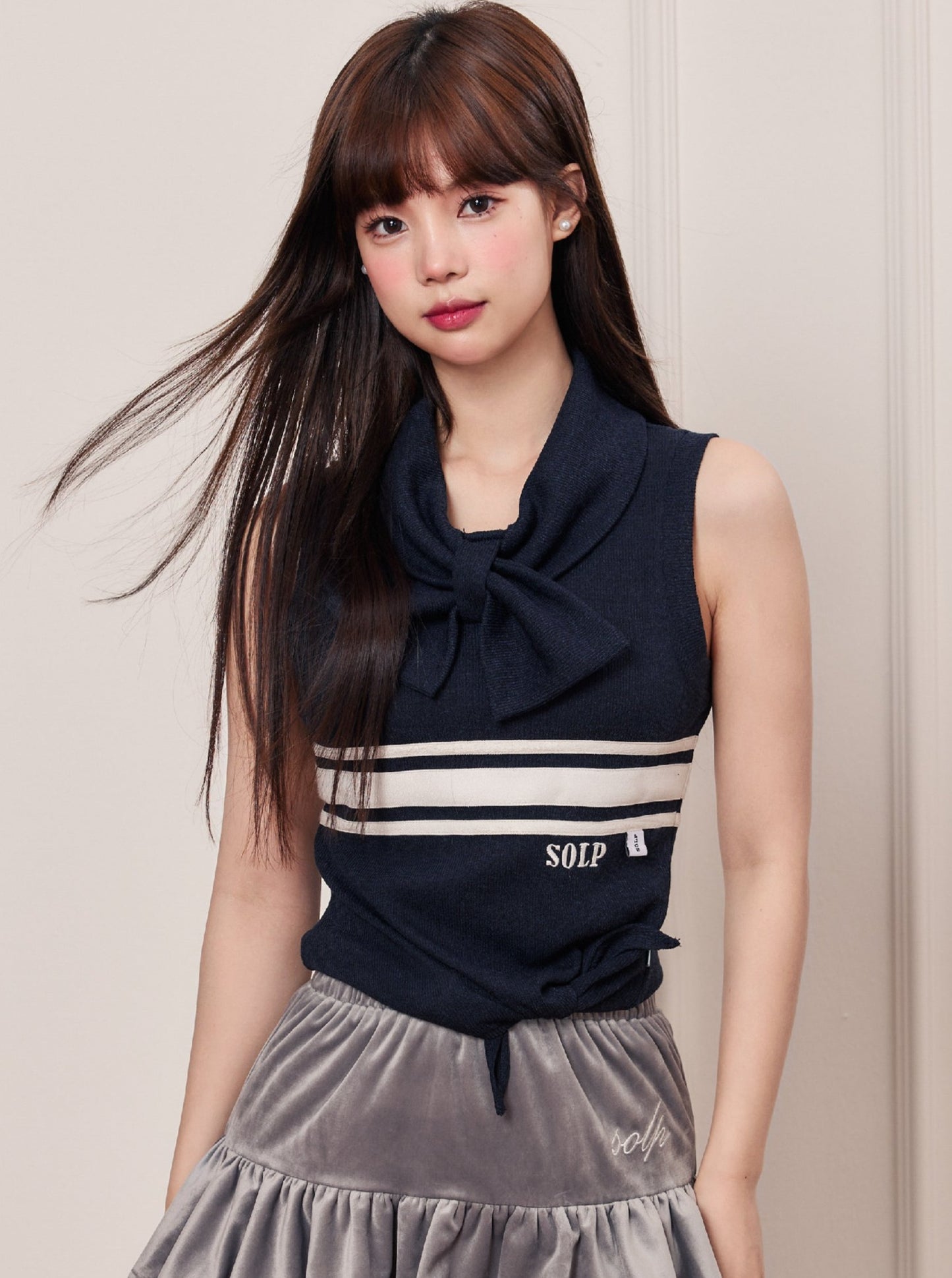 カレッジスタイルレトロノースリーブトップス