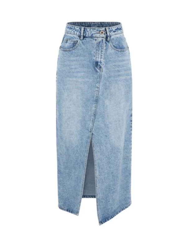 그라데이션 퍼플 니트 + 탱크톱 + 슬릿 스커트