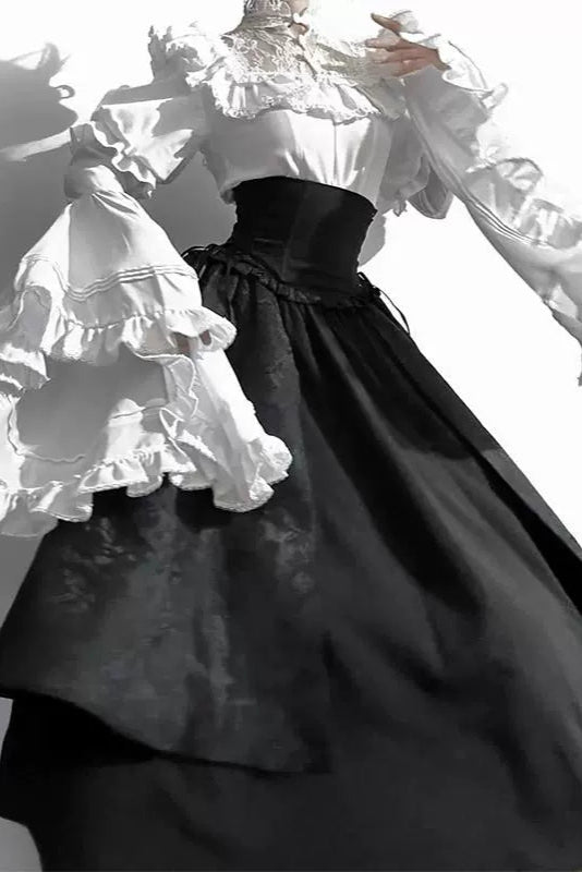 ダークゴシックロリータゴージャススカート+フリルブラウス