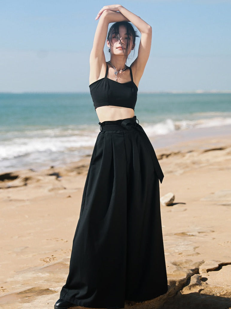 High waist wide leg pants