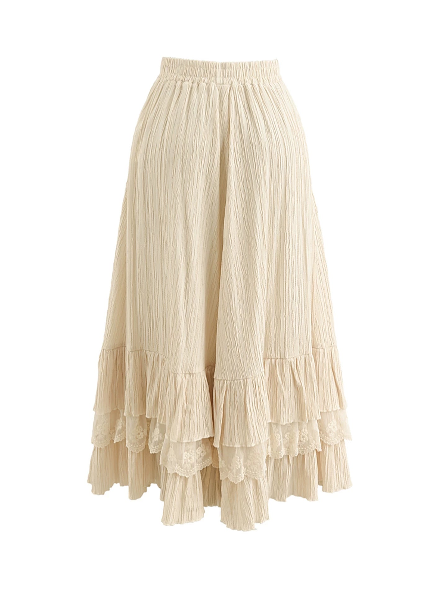 レイヤードレースハイウエストスカート