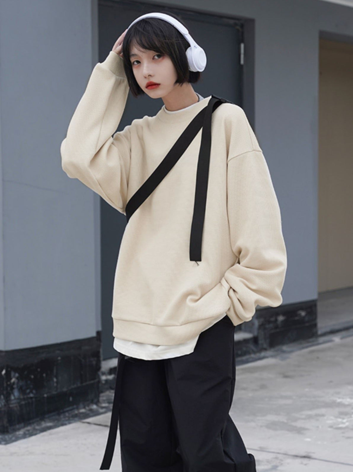 宽松纯色华夫格运动鞋