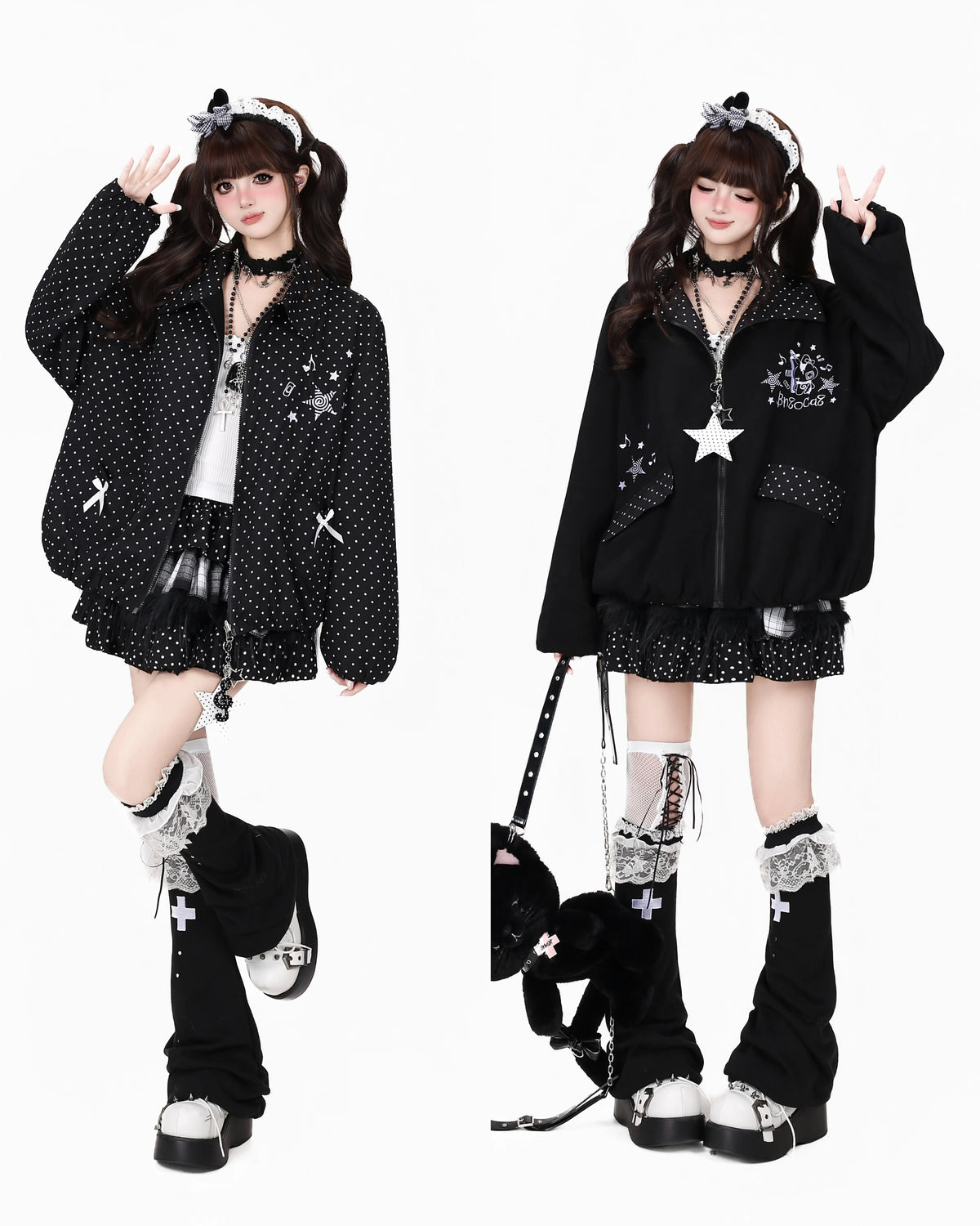 Reversible Polka Dot Lapel Jacket