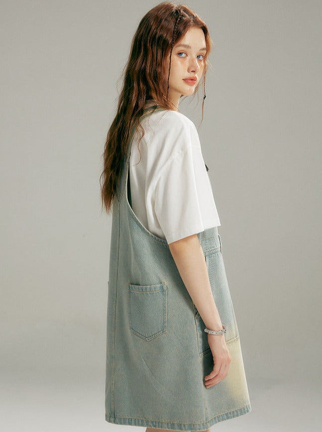 Heart denim overall