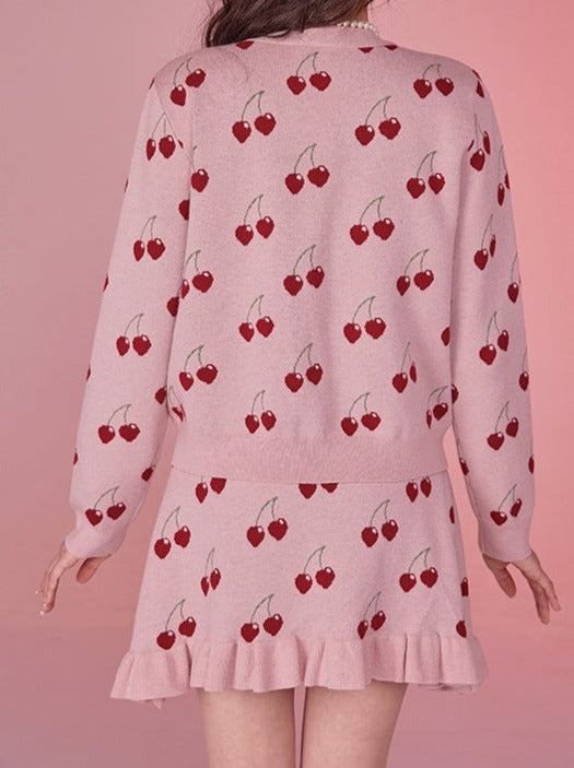 체리 서스펜더 원피스 + 체리 가디건