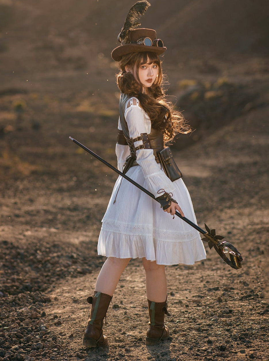 Steampunk leather riveted waist vest