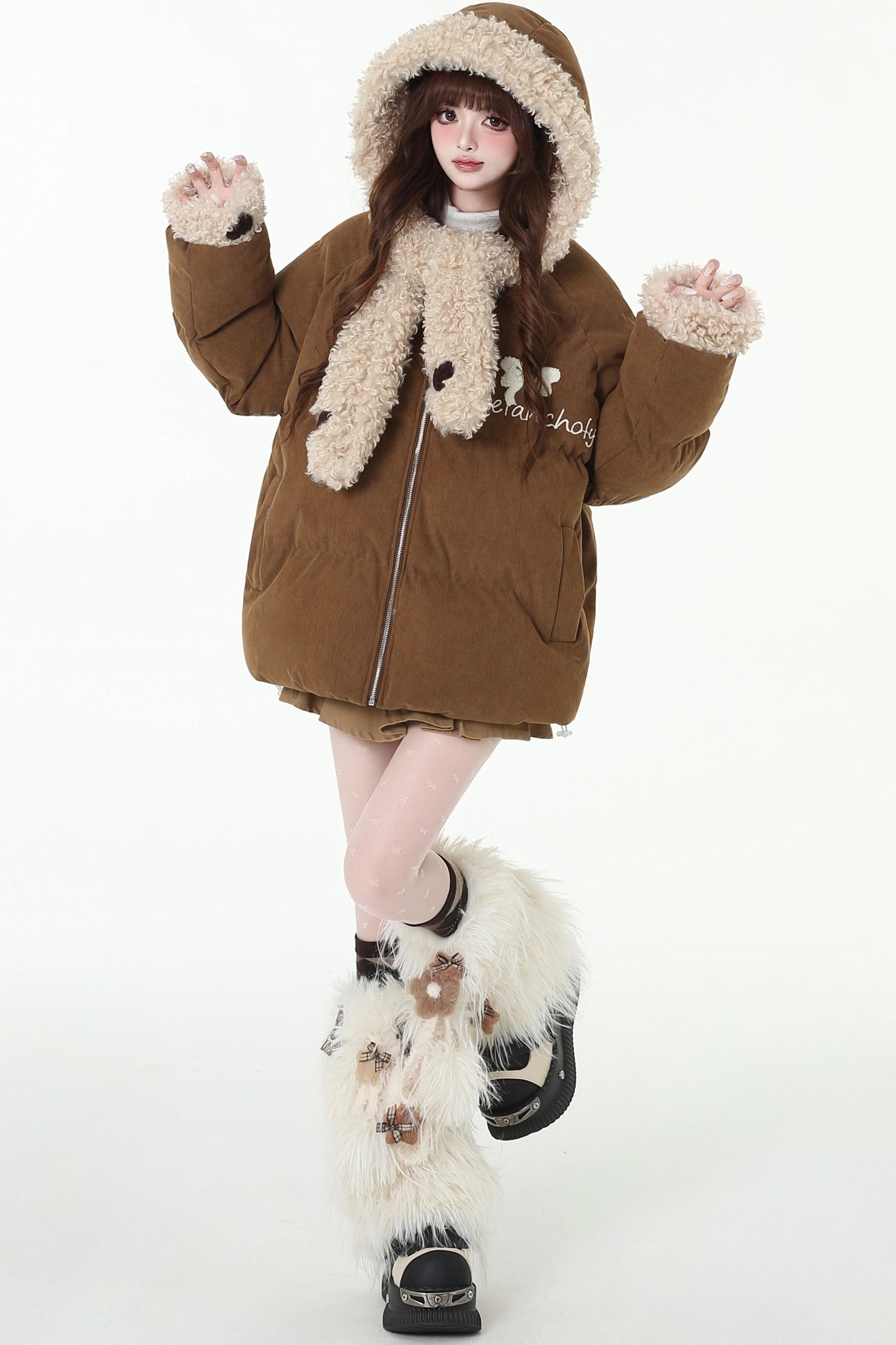 コーデュロイボウプラッシュスカーフジャケット