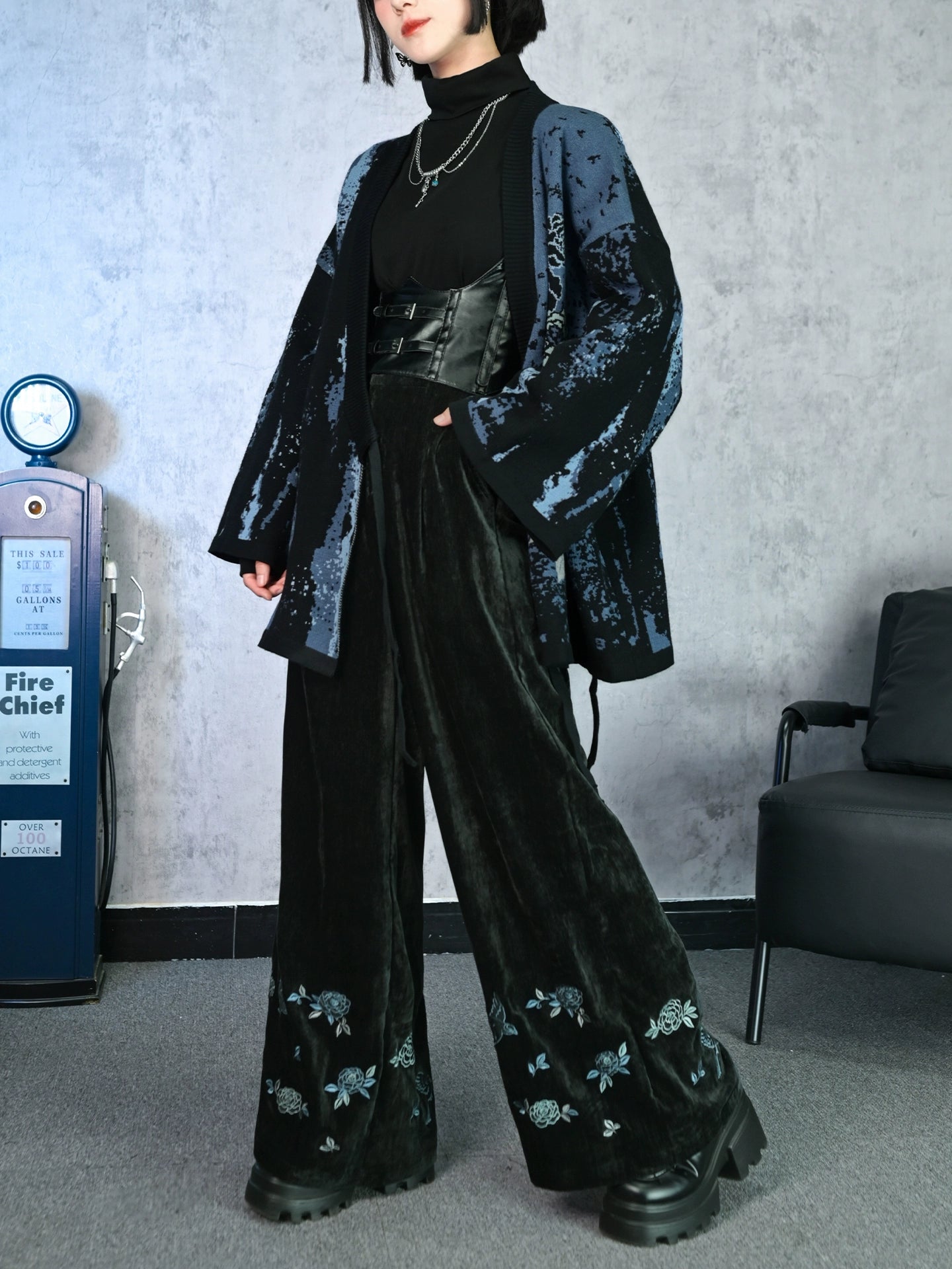 Dark Asymmetrical Design Cardigan